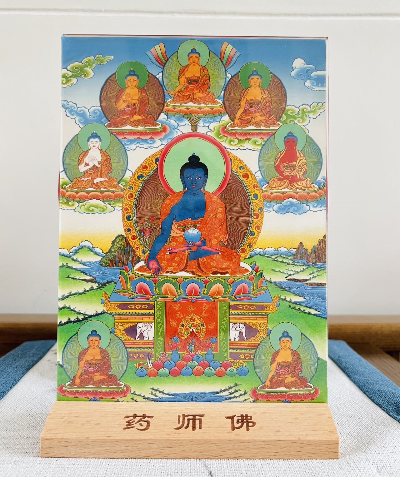 【桌面唐卡】药师佛  附送净心香! 消灾延寿药师佛!